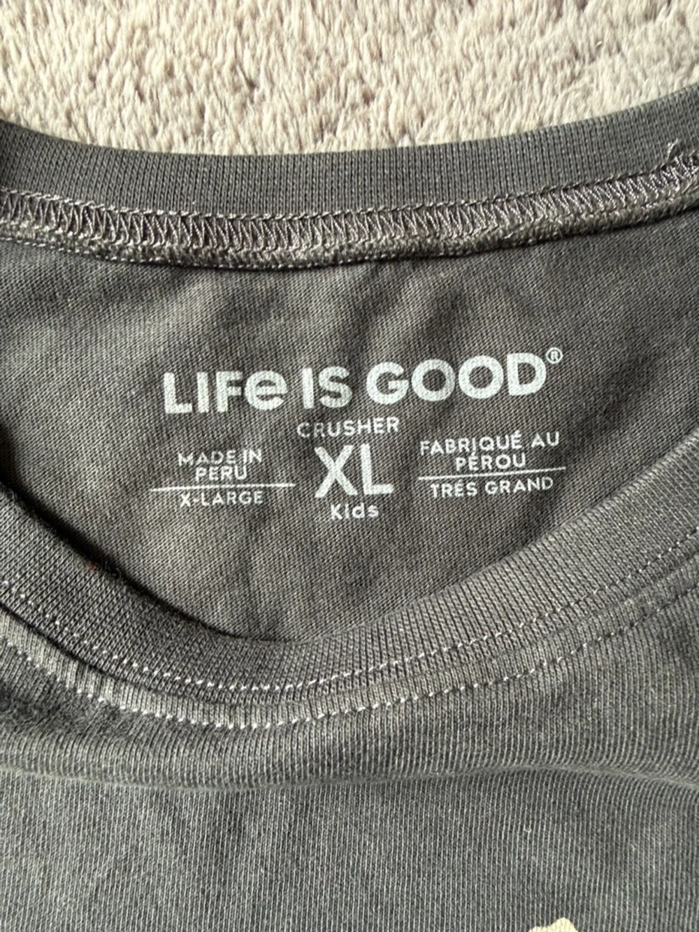 Life is Good Crusher Long Sleeve Shirt Hockey Gray Kids XL